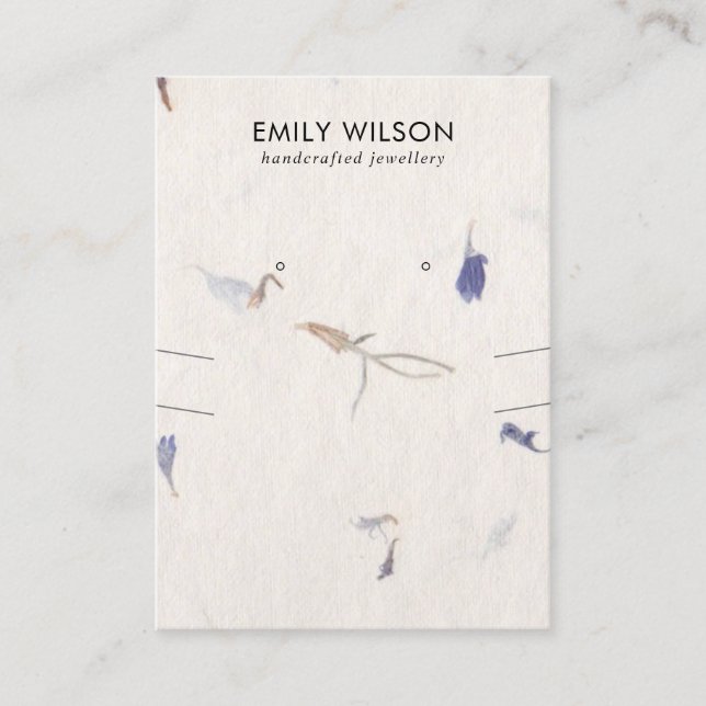 PETAL HANDMADE PAPER NECKLACE EARRING DISPLAY BUSINESS CARD (Front)