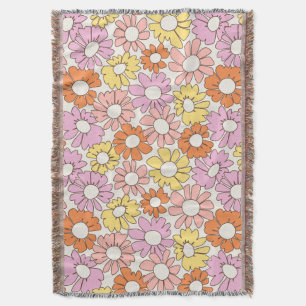 Petal Jubilee Soft Retro Citrus Throw Blanket