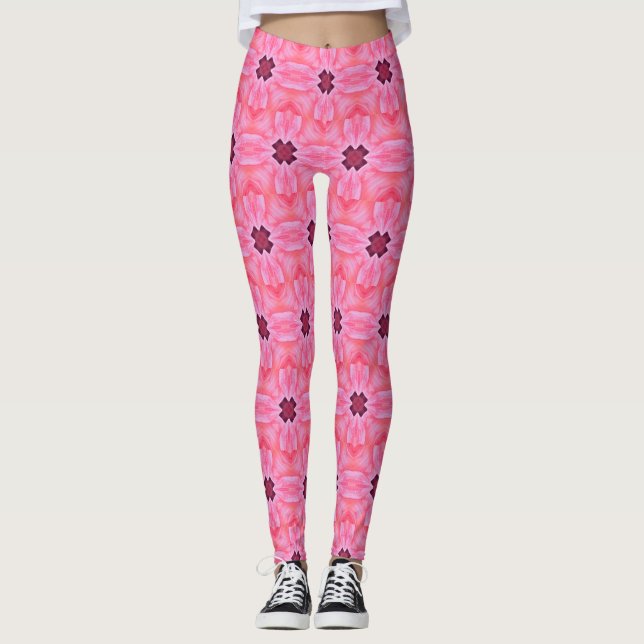 Petal Mirage Floral Seamless Pattern Leggings (Front)
