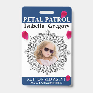 Petal Patrol Flower Girl Badge ID Badge