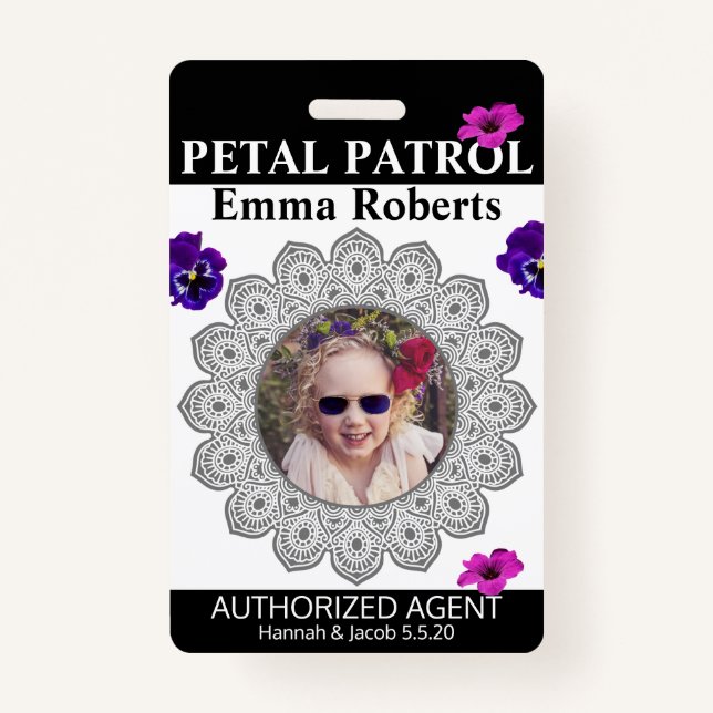 Petal Patrol Flower Girl Badge ID Badge (Front)