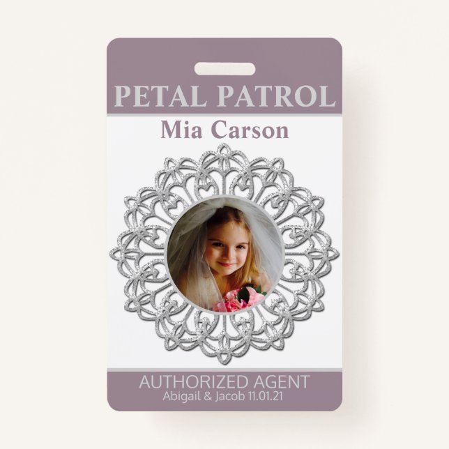 Petal Patrol Flower Girl Badge ID Badge (Front)