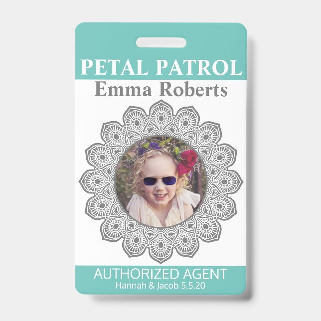 Petal Patrol Flower Girl Badge ID Badge (Front)