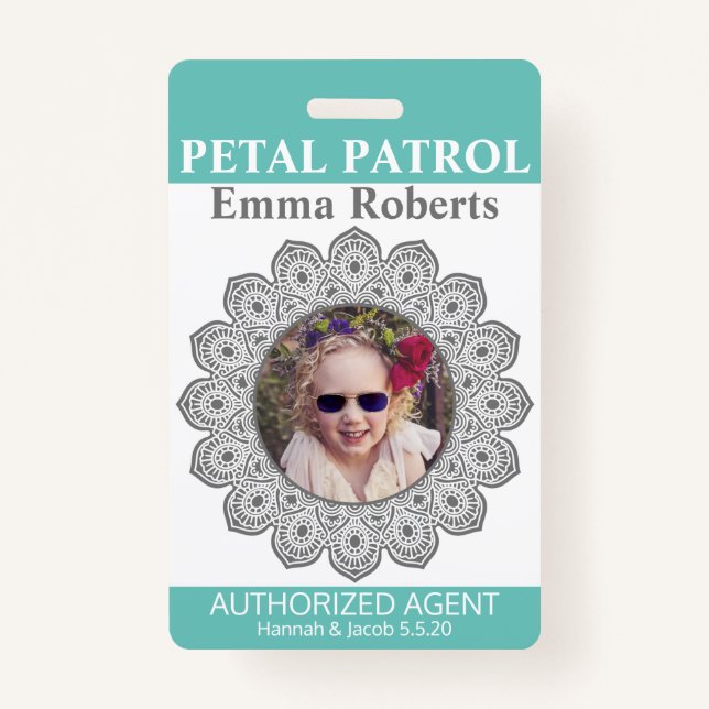 Petal Patrol Flower Girl Badge ID Badge (Front)