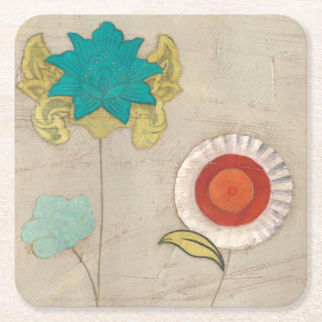 Petal Patterns I Square Paper Coaster (Front)
