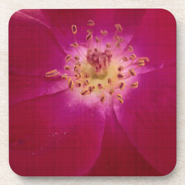 Petal Perfection: Checkered Rose Petal Pattern Art Coaster (Front)