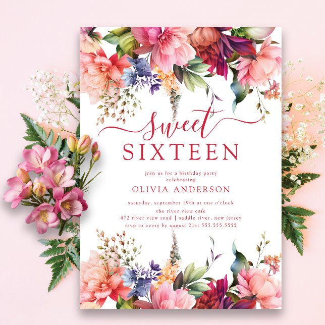 Petal Perfection Sweet Sixteen Invitation (Creator Uploaded)