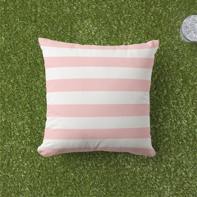 Petal Pink and White Stripes Cushion (Grass)