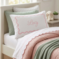 Petal Pink and White Wavy Scallop Frame Monogram
