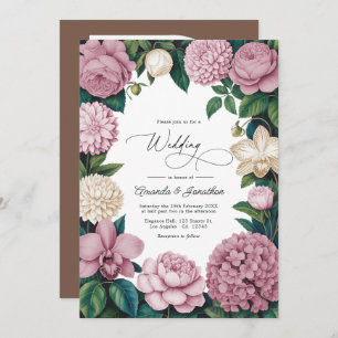 Petal Pink, Ballet Rose & Soft Linen Wedding Invitation