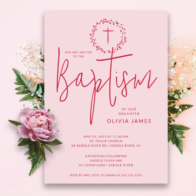 Petal Pink Girls Baptism Invitation (Creator Uploaded)