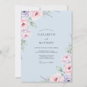 Petal Pink Lilac Peony Wedding Invitation