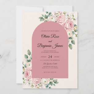 Petal Pink Mauve Leaf Wedding Invitation