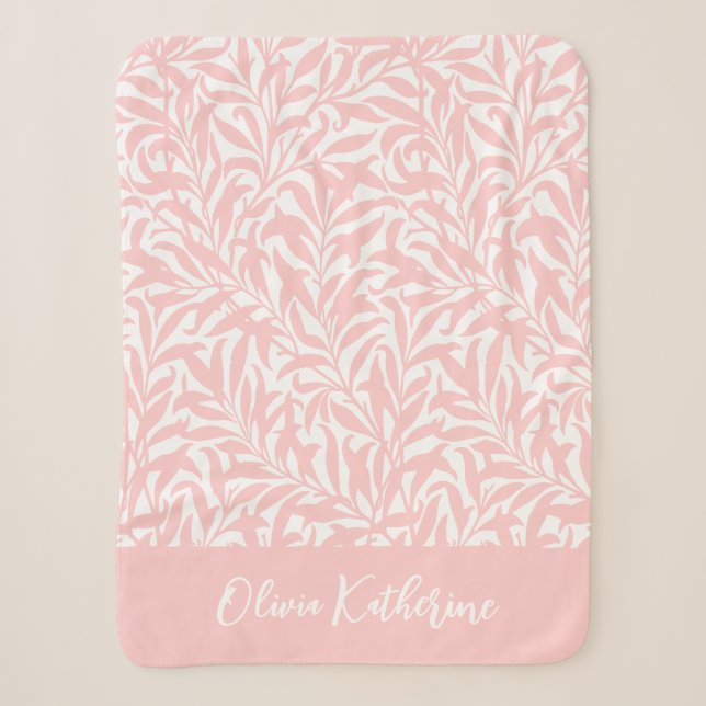 Petal Pink Willow Bough Monogrammed Sherpa Blanket (Front)