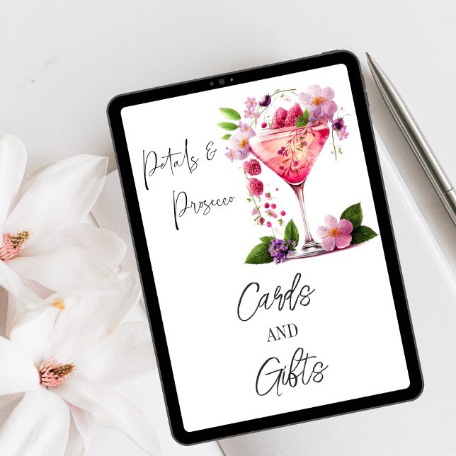 Petal Prosecco Floral Bridal Shower Gift Place Poster (Creator Uploaded)