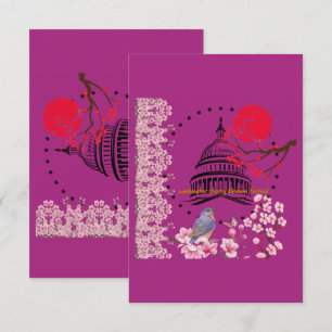 Petal rain celebration magenta thank you card