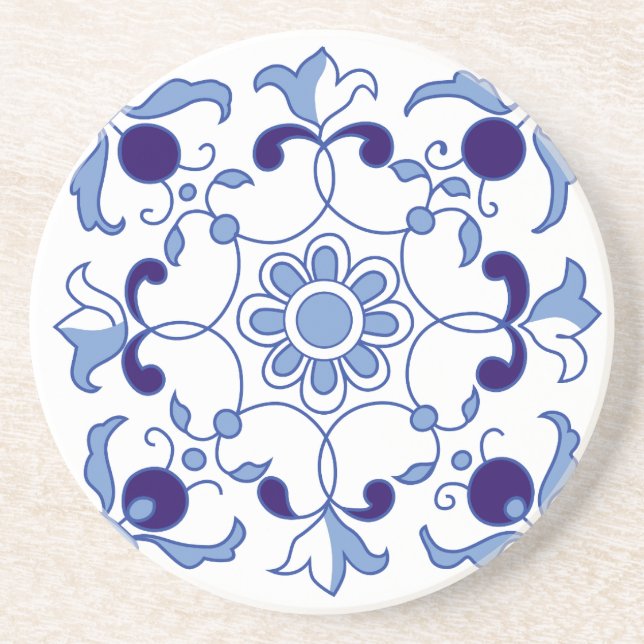Petal Whimsy Blue Tones Coaster (Front)