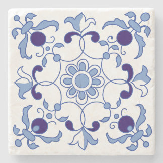 Petal Whimsy Blue Tones Stone Coaster