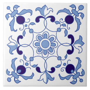 Petal Whimsy Blue Tones Tile