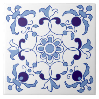 Petal Whimsy Blue Tones Tile