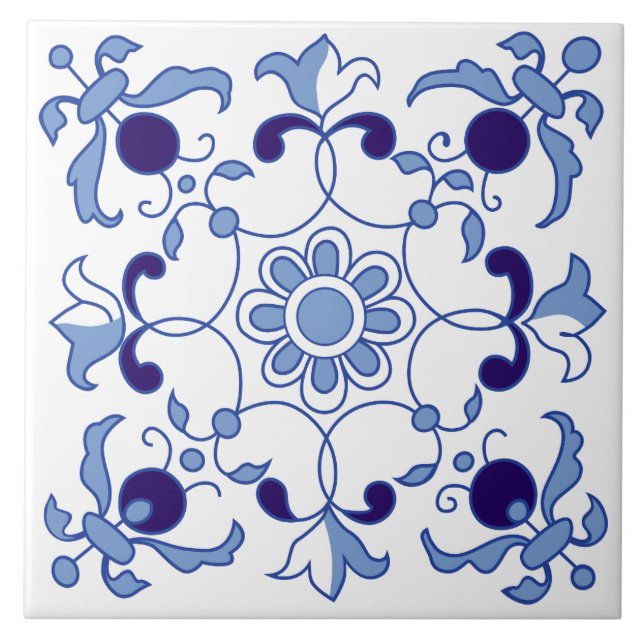 Petal Whimsy Blue Tones Tile (Front)