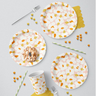 Petal Whimsy Pink White Paper Plate