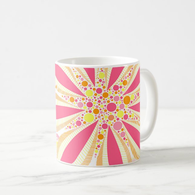 Petals and Dots Spring Flower Digital Illustration Coffee Mug (Front Right)