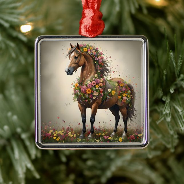 Petals And Hooves:  Brown Horse Fantasy Garden,  Metal Tree Decoration (Tree)