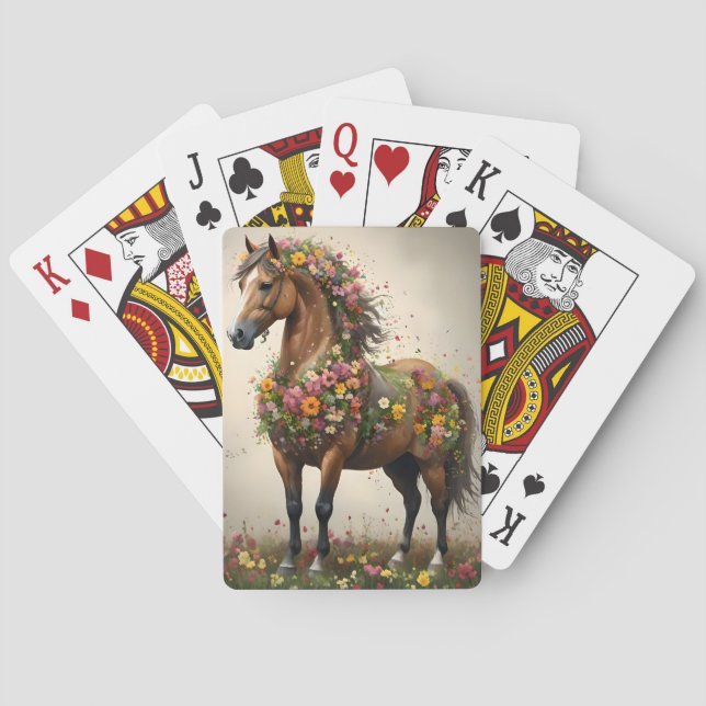 Petals And Hooves:  Brown Horse Fantasy Garden,  Playing Cards (Back)