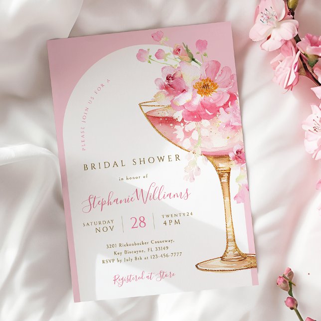 Petals and Prosecco Arch Bridal Shower Invitation (Creator Uploaded)