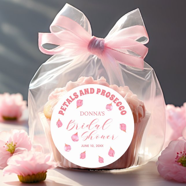 Petals and Prosecco Blush Bridal Shower Classic Round Sticker (Creator Uploaded)