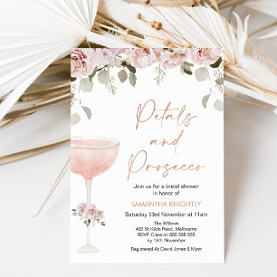 Petals and Prosecco Blush Floral Bridal Shower Inv Invitation