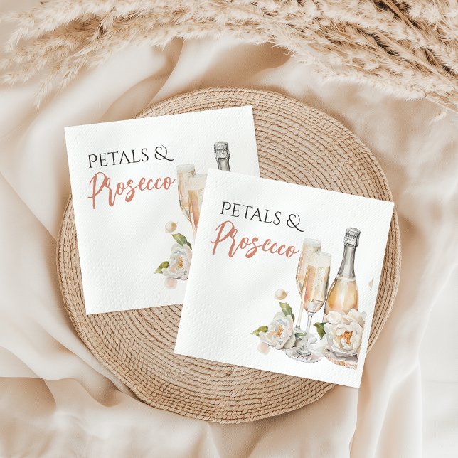 Petals and Prosecco Blush Pink Bridal Shower Napkin (Creator Uploaded)