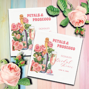 Petals and Prosecco Bottle and Roses Bridal Shower Napkin
