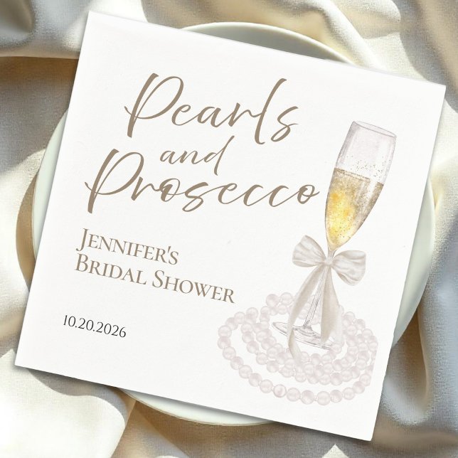 Petals and Prosecco | Bow Watercolor Bridal Shower Napkin (Creator Uploaded)
