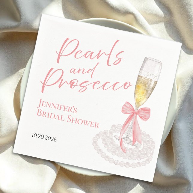 Petals and Prosecco | Bow Watercolor Bridal Shower Napkin (Creator Uploaded)