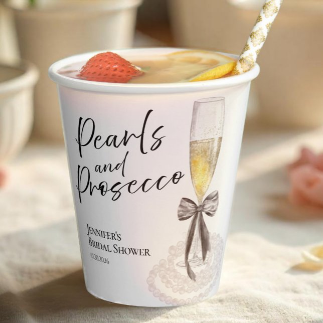 Petals and Prosecco | Bow Watercolor Bridal Shower Paper Cups (Creator Uploaded)