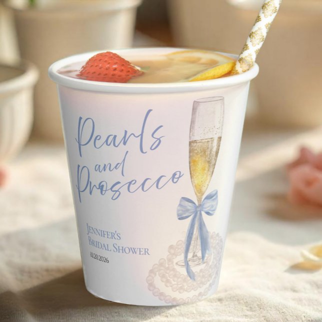 Petals and Prosecco | Bow Watercolor Bridal Shower Paper Cups (Creator Uploaded)