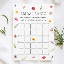 Petals and Prosecco Bridal Shower Bingo Game Card