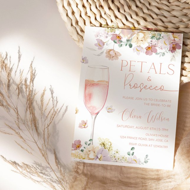 Petals and Prosecco Bridal Shower- Floral Champagn Invitation (Creator Uploaded)