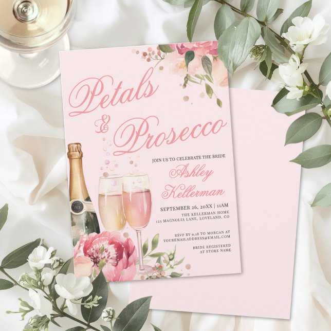 Petals And Prosecco Bridal Shower Invitation (Petals And Prosecco Bridal Shower Invitation)