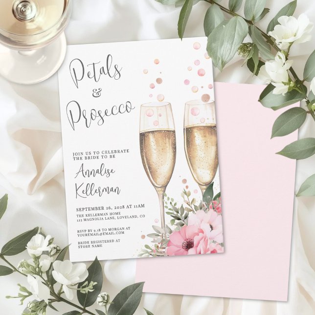 Petals And Prosecco Bridal Shower Invitation (Petals And Prosecco Bridal Shower Invitation)