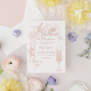 Petals And Prosecco Bridal Shower Invitation