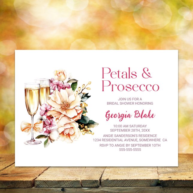Petals and Prosecco Bridal Shower Invitation (Creator Uploaded)