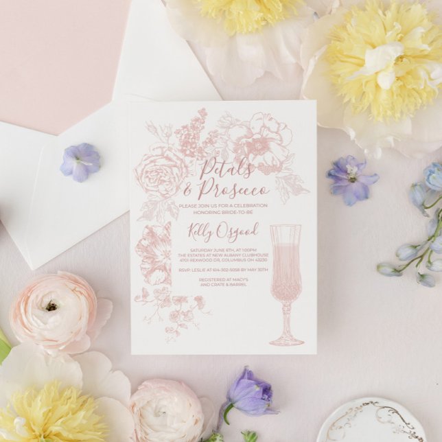 Petals And Prosecco Bridal Shower Invitation (Creator Uploaded)