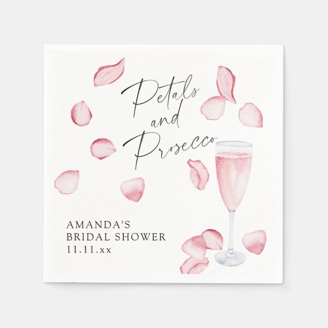 Petals and Prosecco Bridal Shower Napkin (Front)