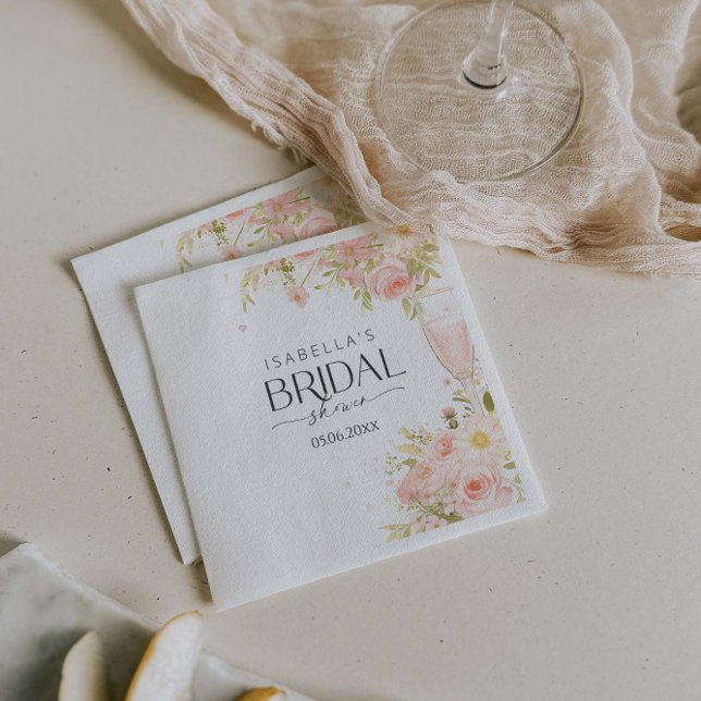 Petals And Prosecco Bridal Shower Napkin (Creator Uploaded)