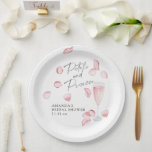 Petals and Prosecco Bridal Shower Paper Plate<br><div class="desc">Watercolor elegant rose petals and glass of champagne. "Petals and Prosecco". Matching items available.</div>
