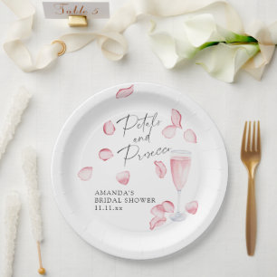 Petals and Prosecco Bridal Shower Paper Plate