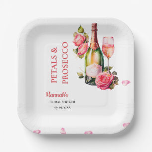 Petals And Prosecco Bridal Shower Party Paper Plate